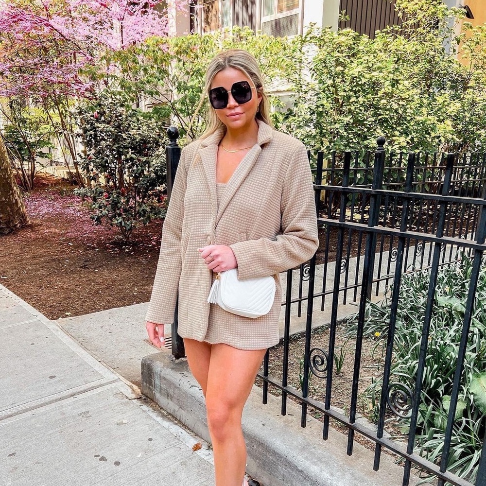 PLT Oatmeal Quilted Dress and Blazer Set - size 8
